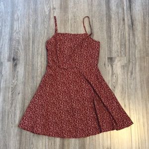 Red floral mini dress